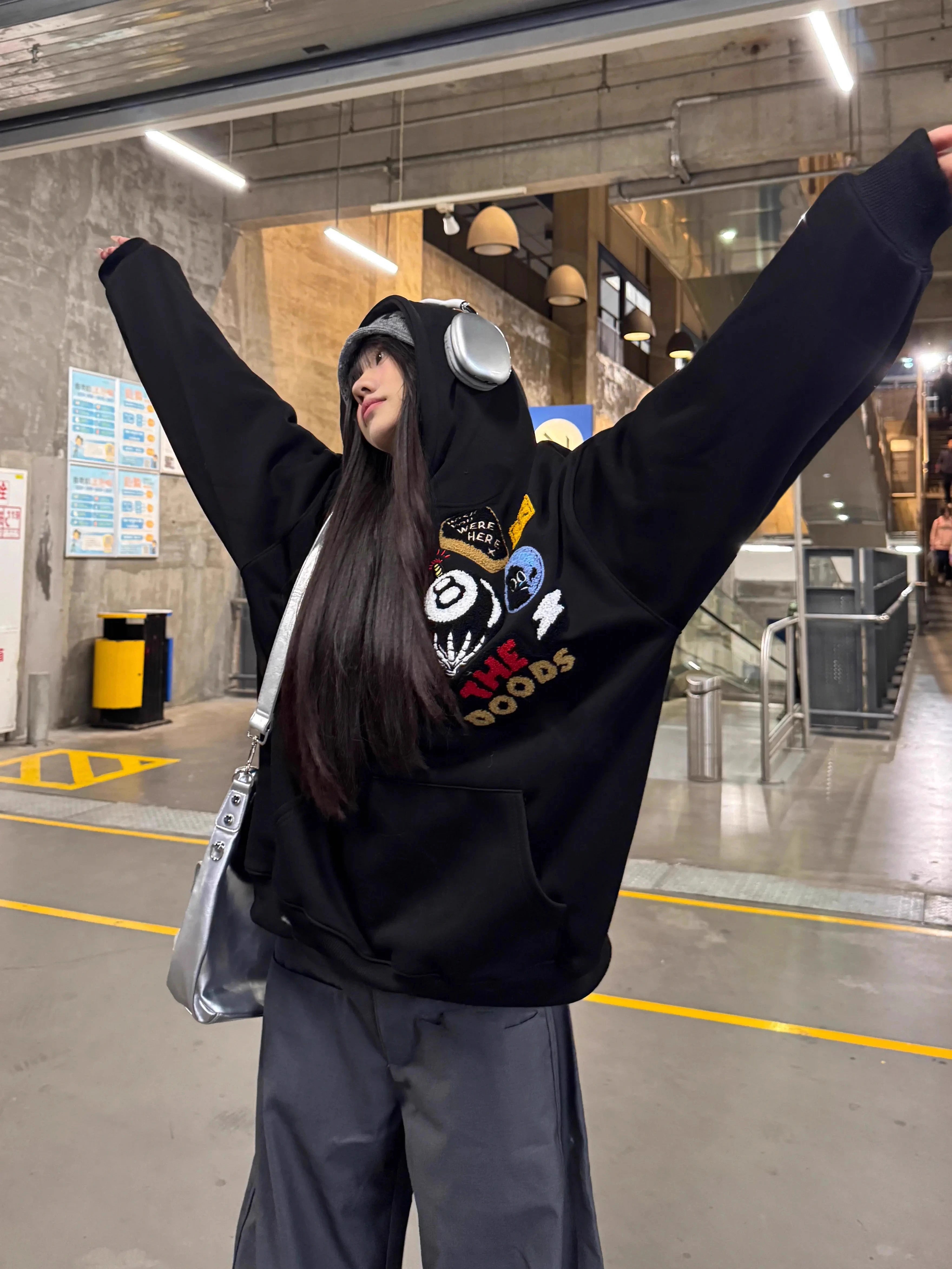 Flocking embroidery hoodie RI15