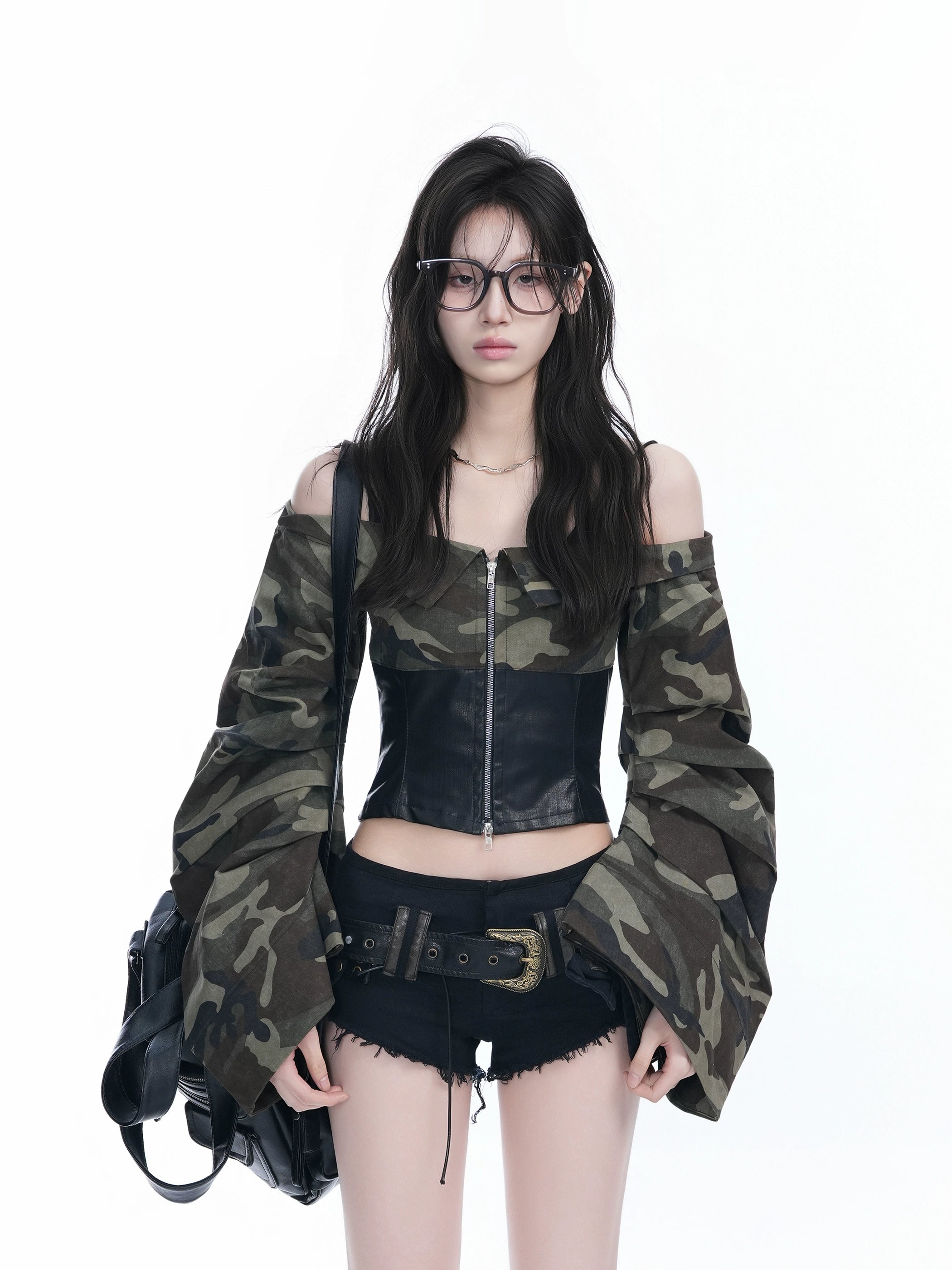 Smeared short jacket RI42