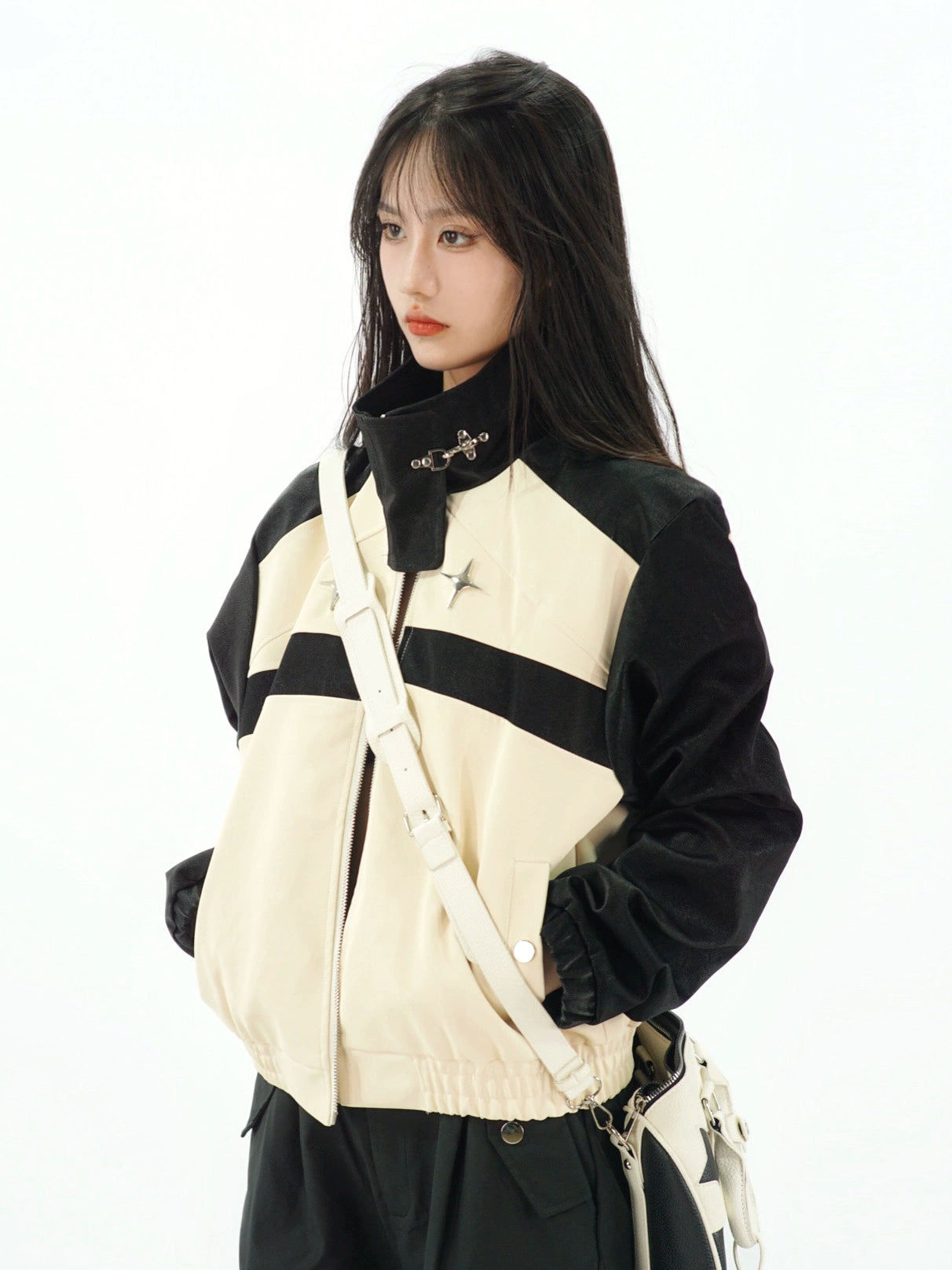 Retro color-short leather jacket RI05