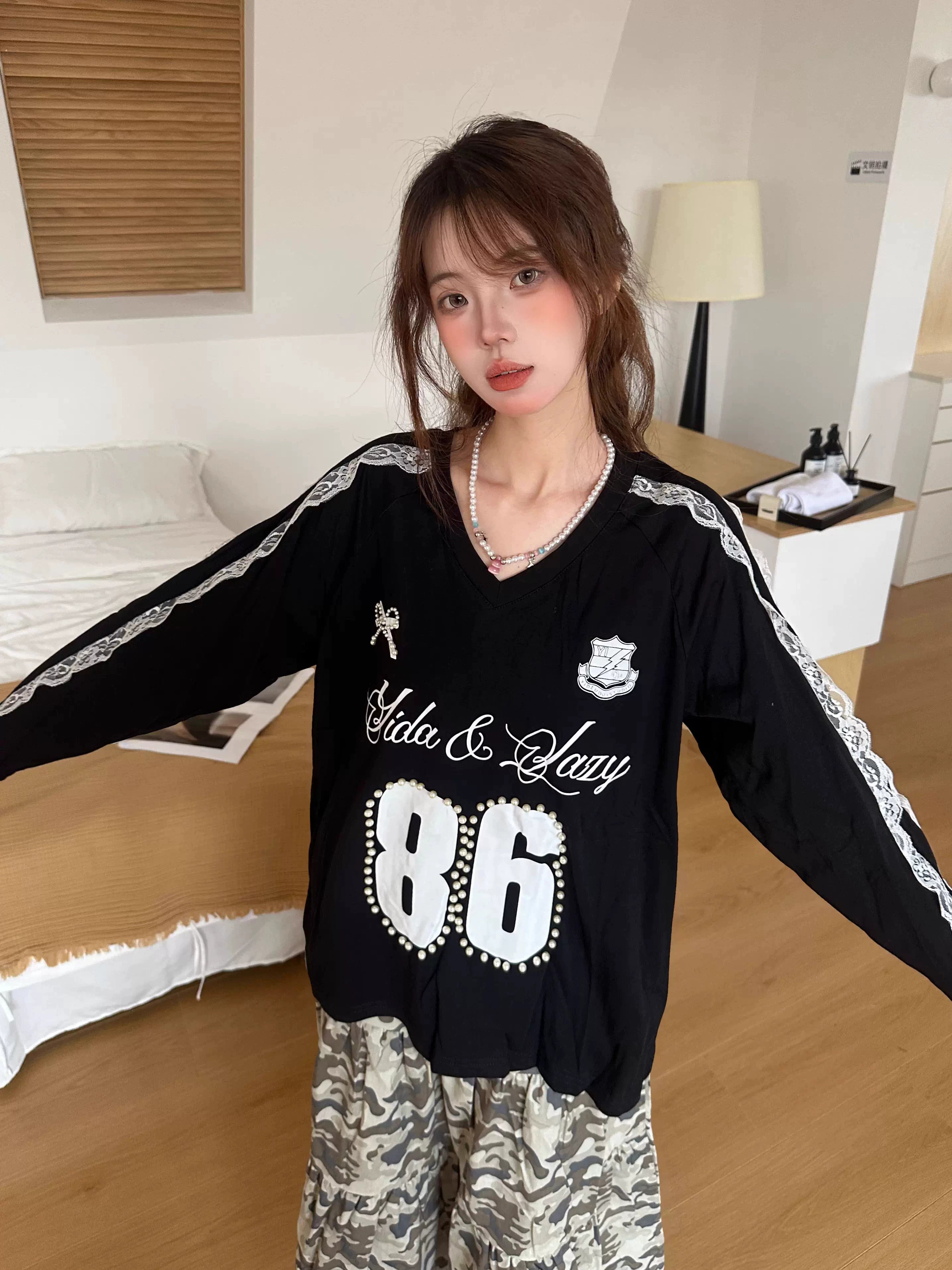 Lace jersey style long sleeve RI68