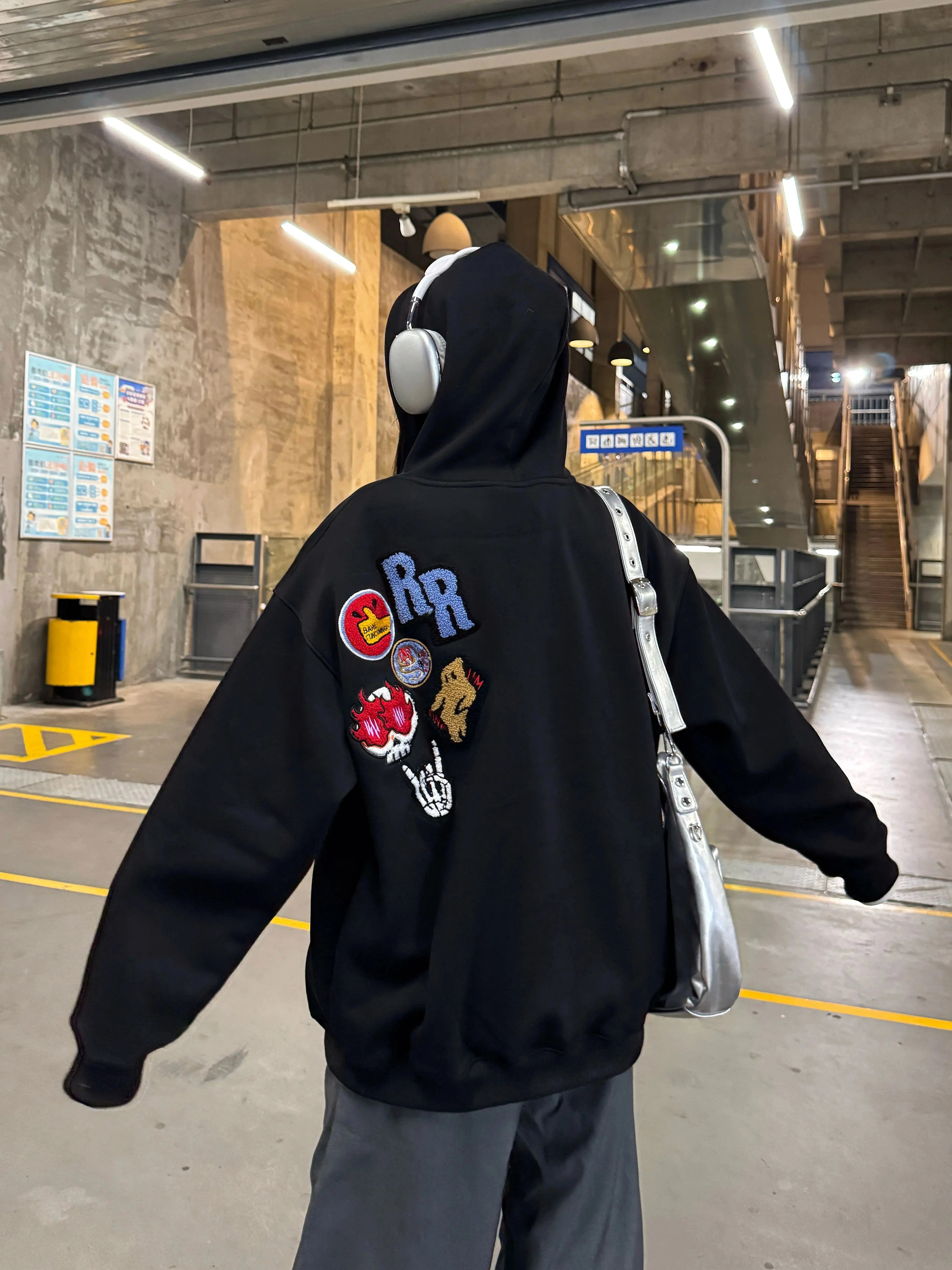 Flocking embroidery hoodie RI15