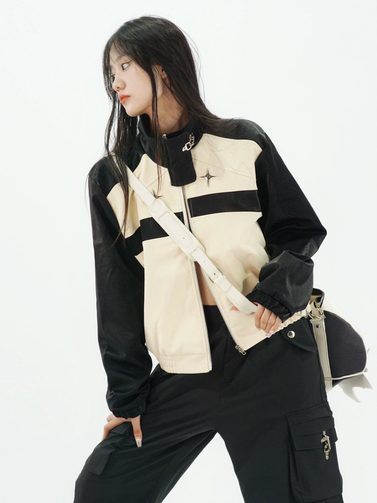 Retro color-short leather jacket RI05