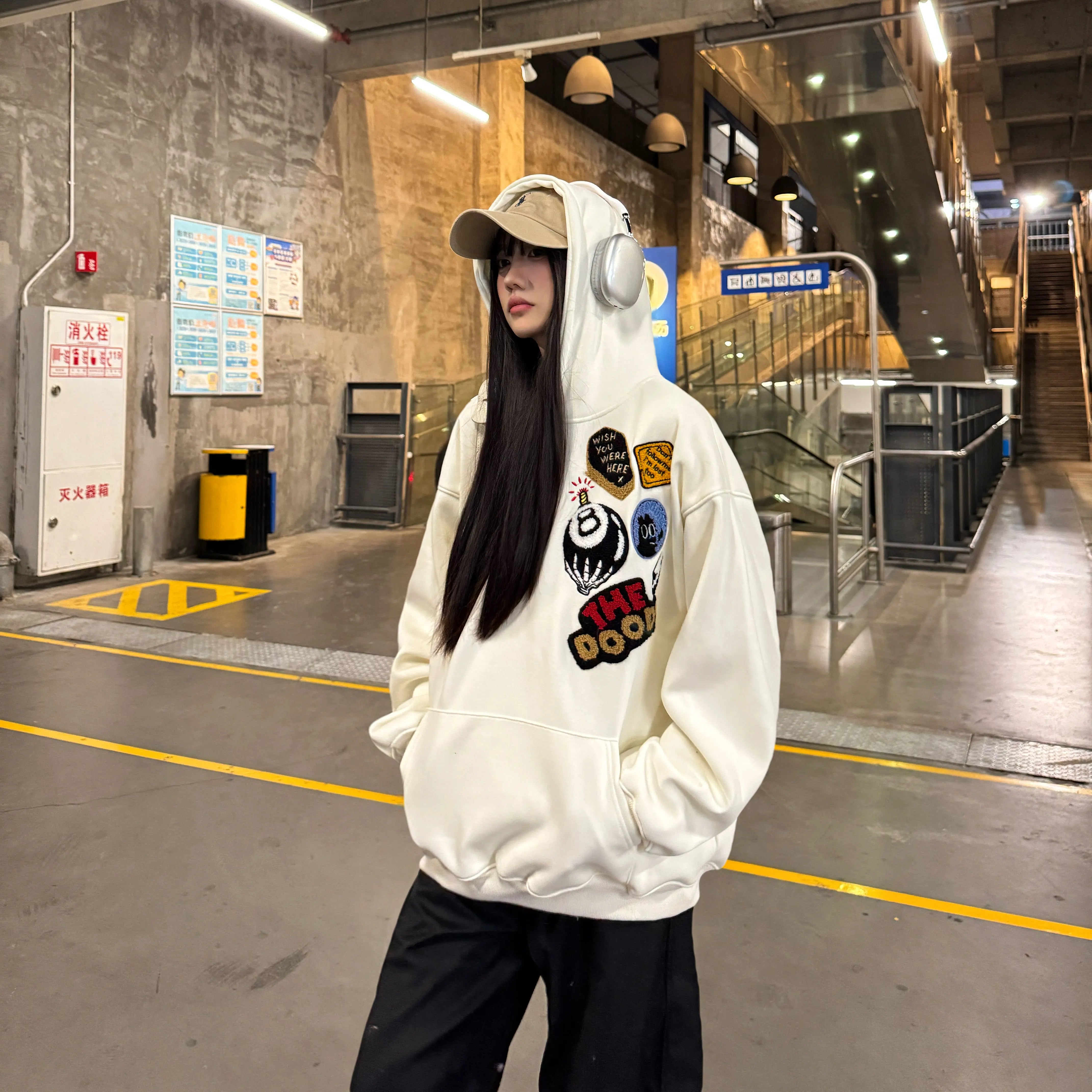 Flocking embroidery hoodie RI15