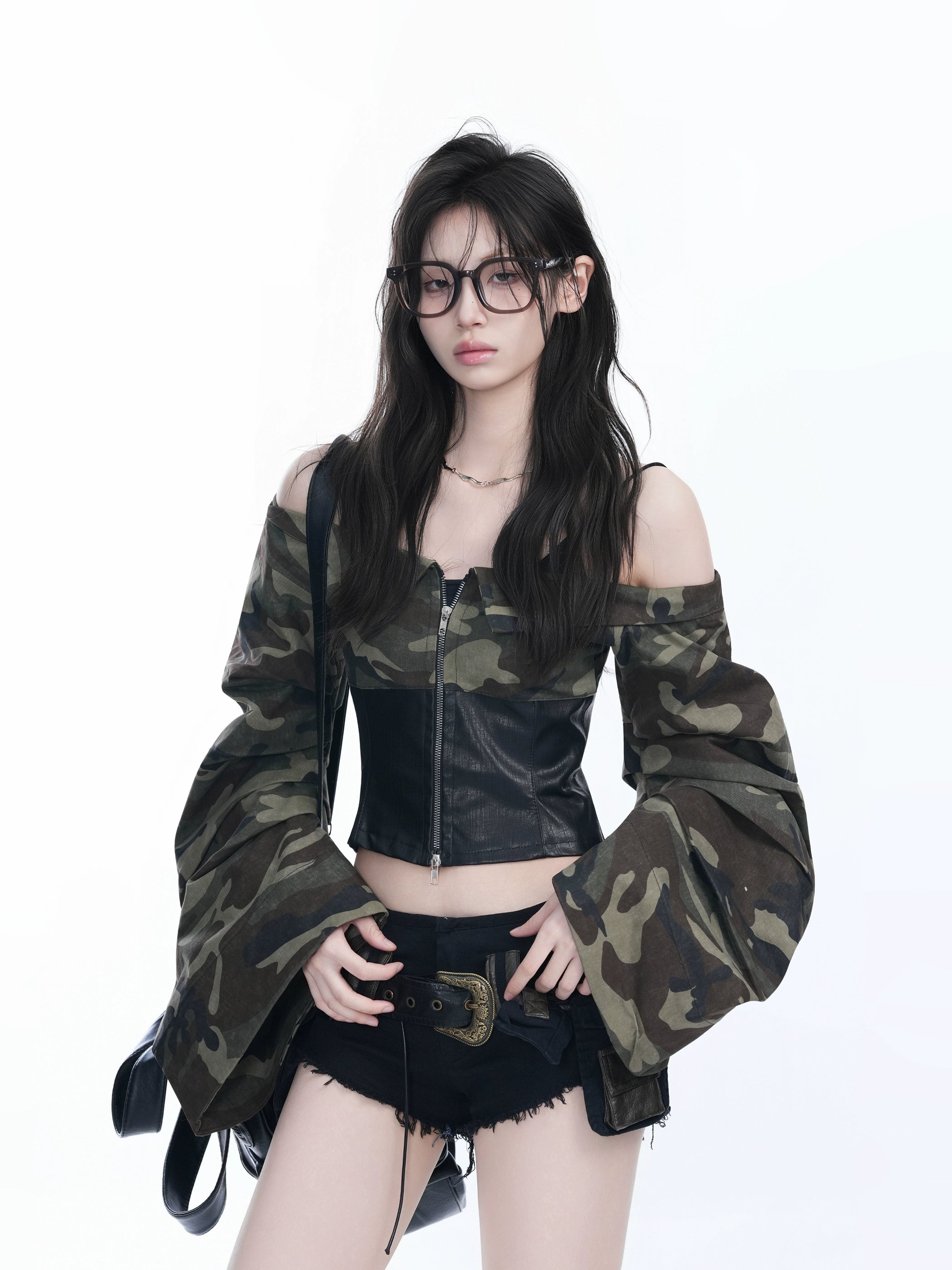 Smeared short jacket RI42