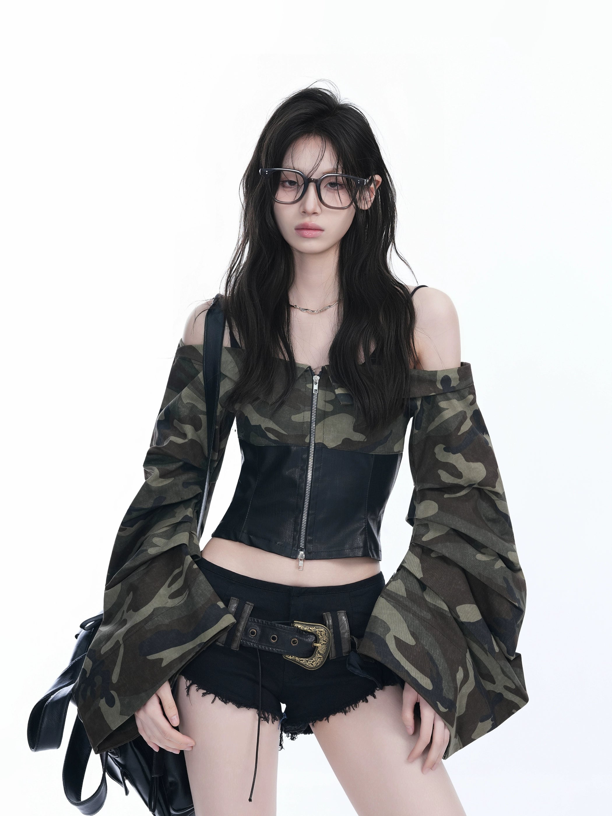 Smeared short jacket RI42