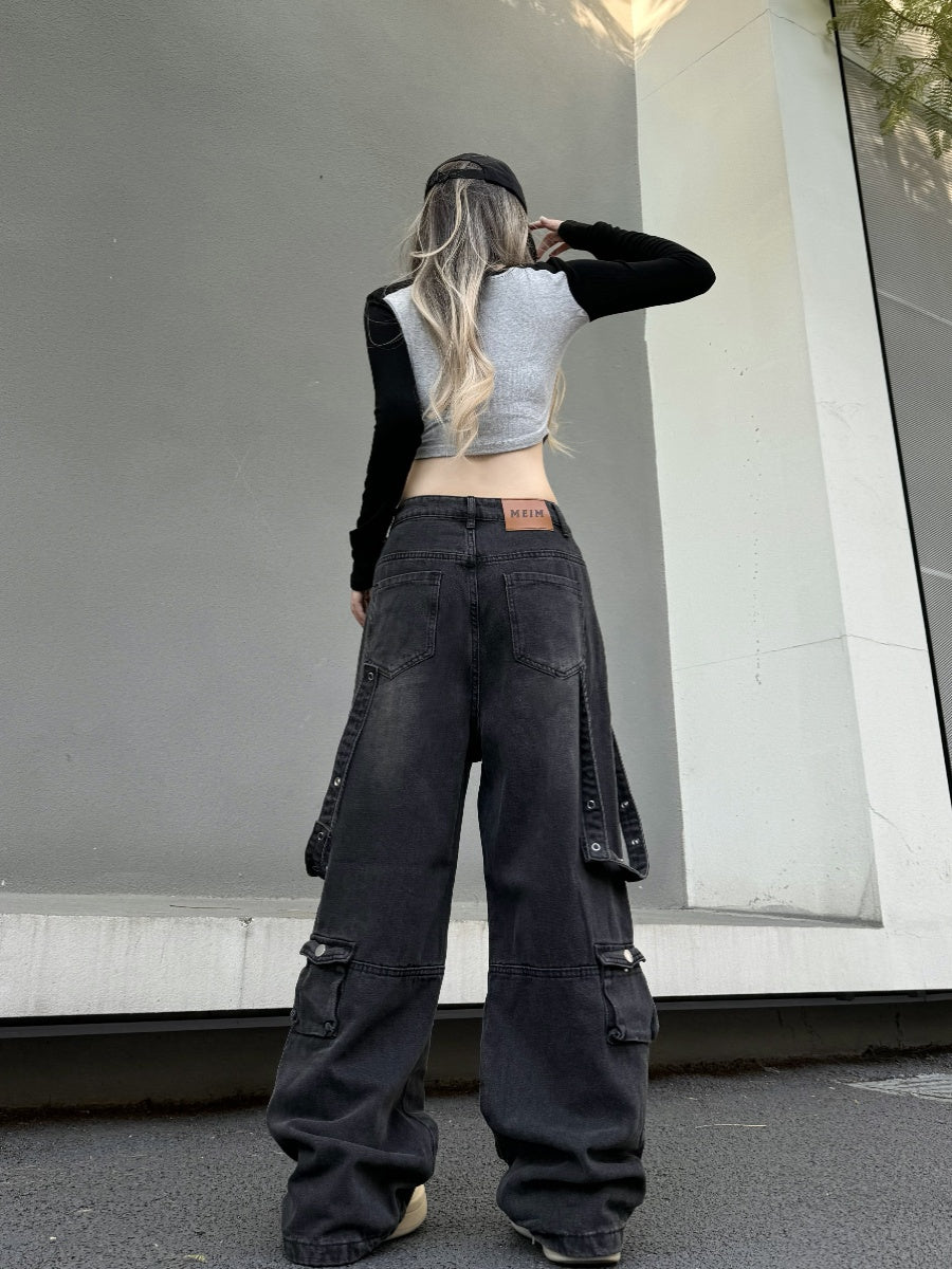 Y3K street multi-pocket jeans RI28