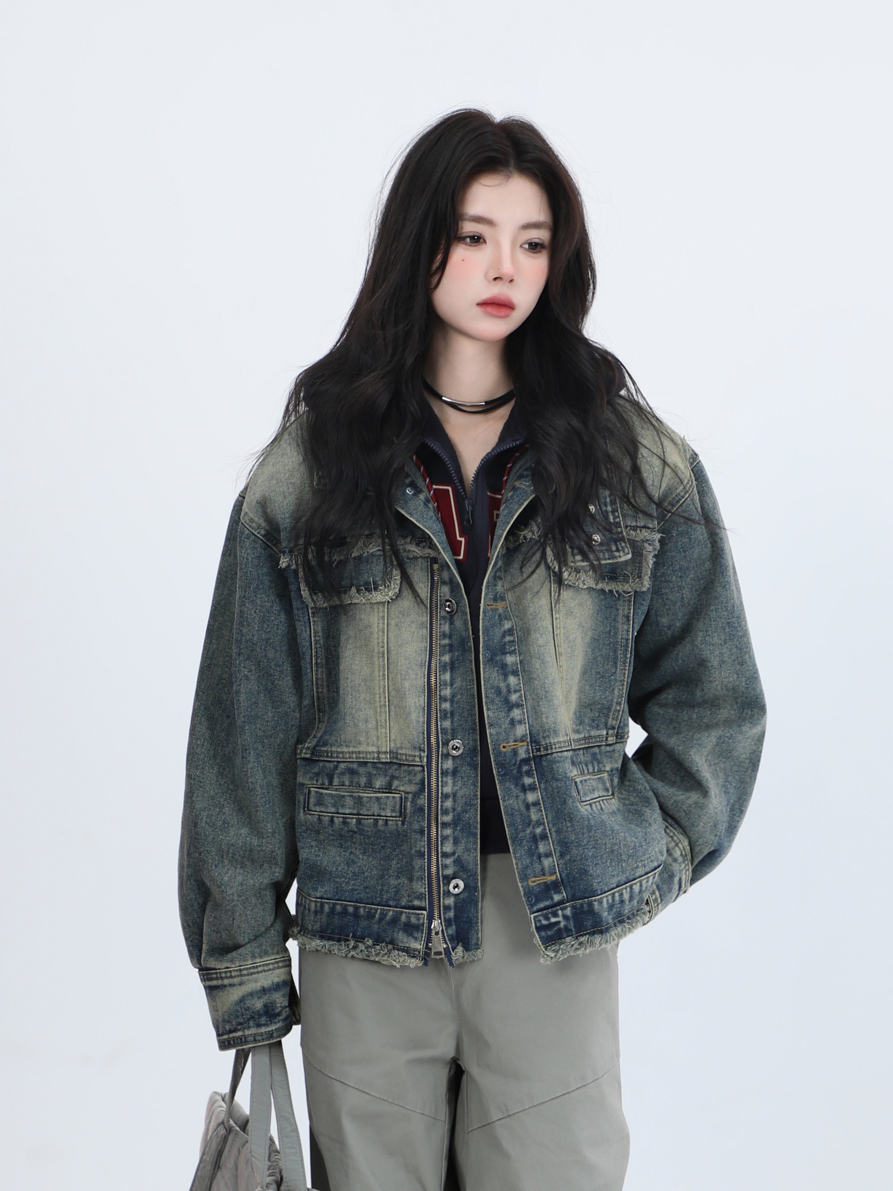 Collar denim jacket RI26