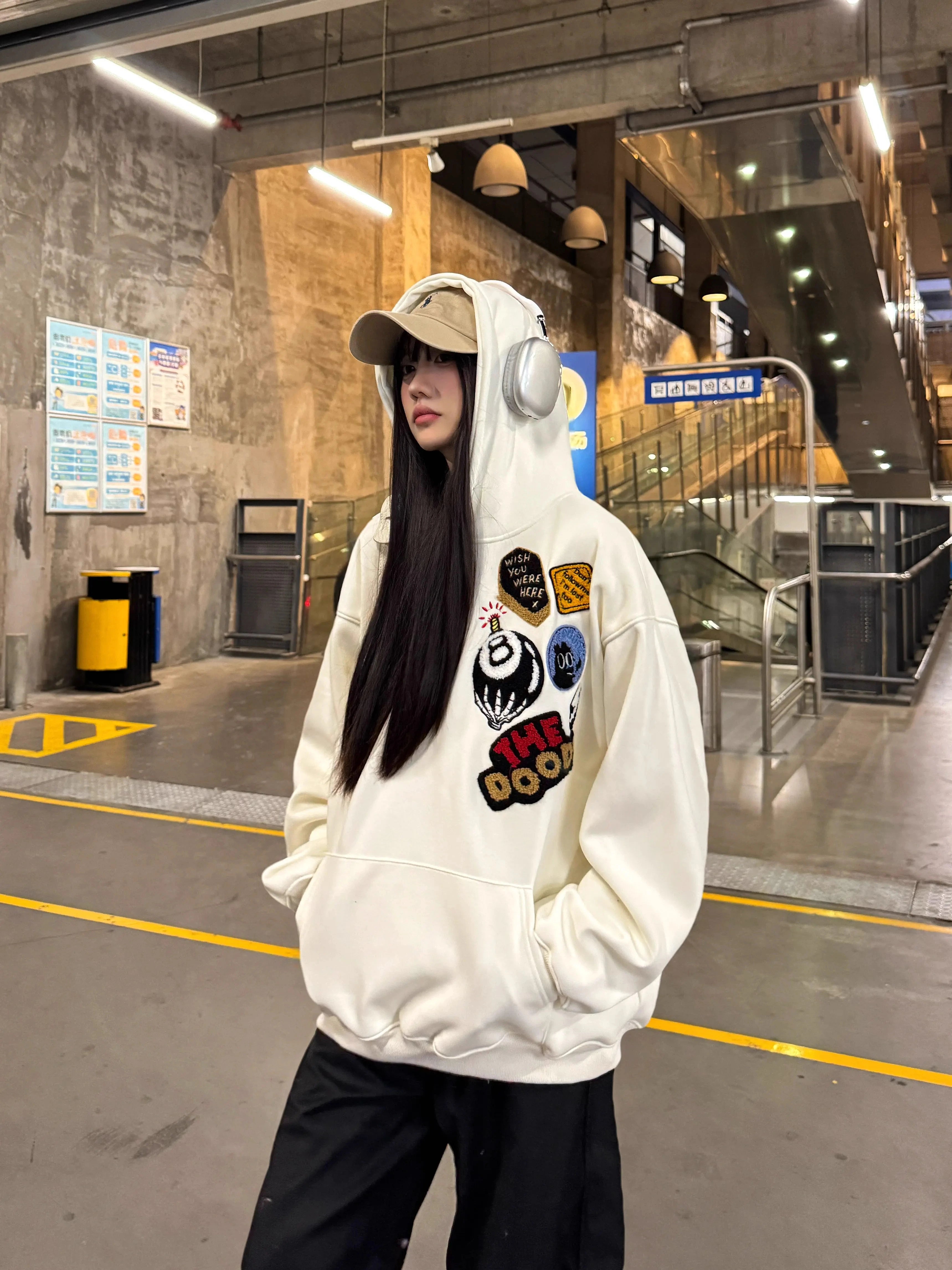 Flocking embroidery hoodie RI15