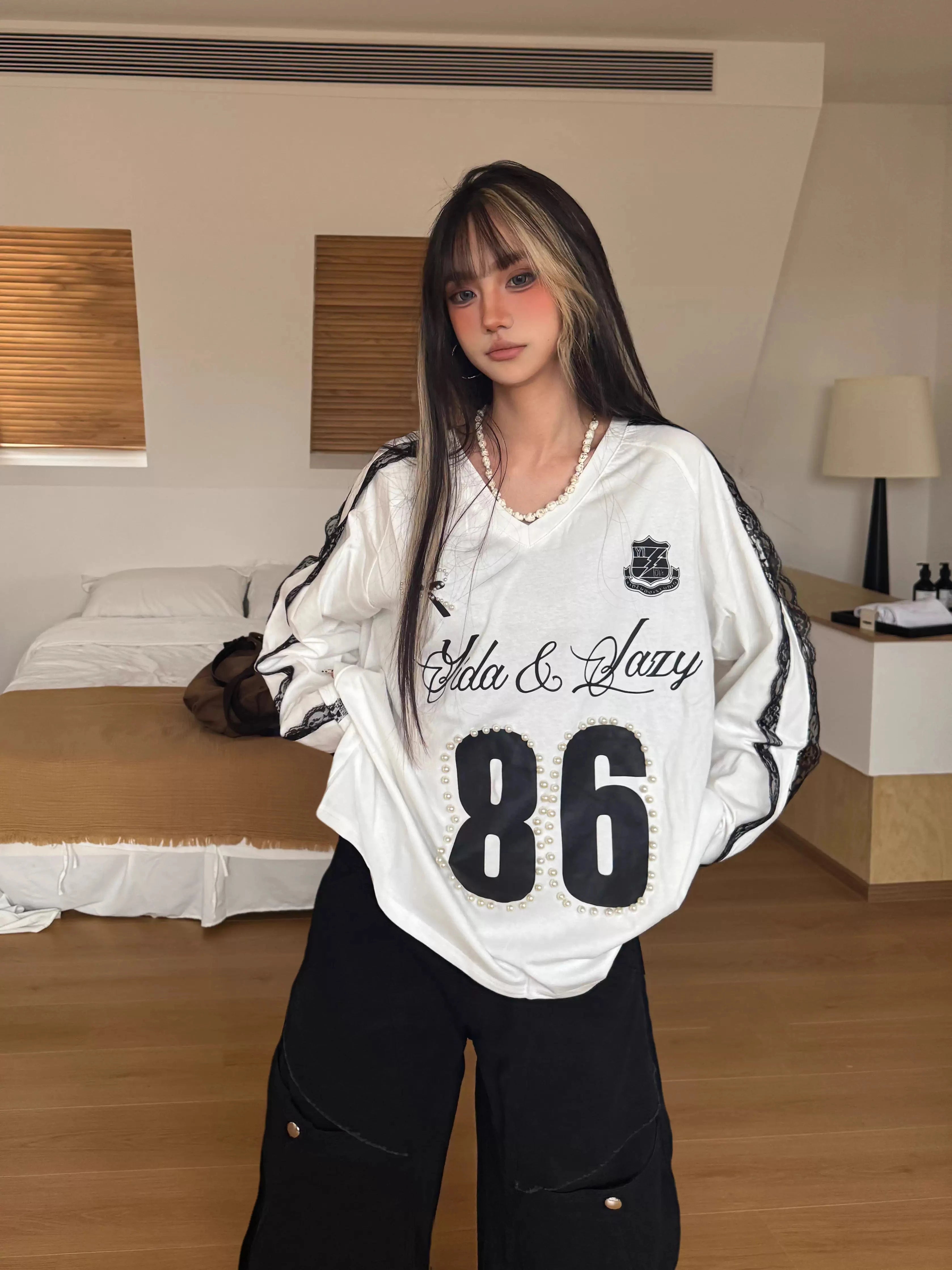 Lace jersey style long sleeve RI68