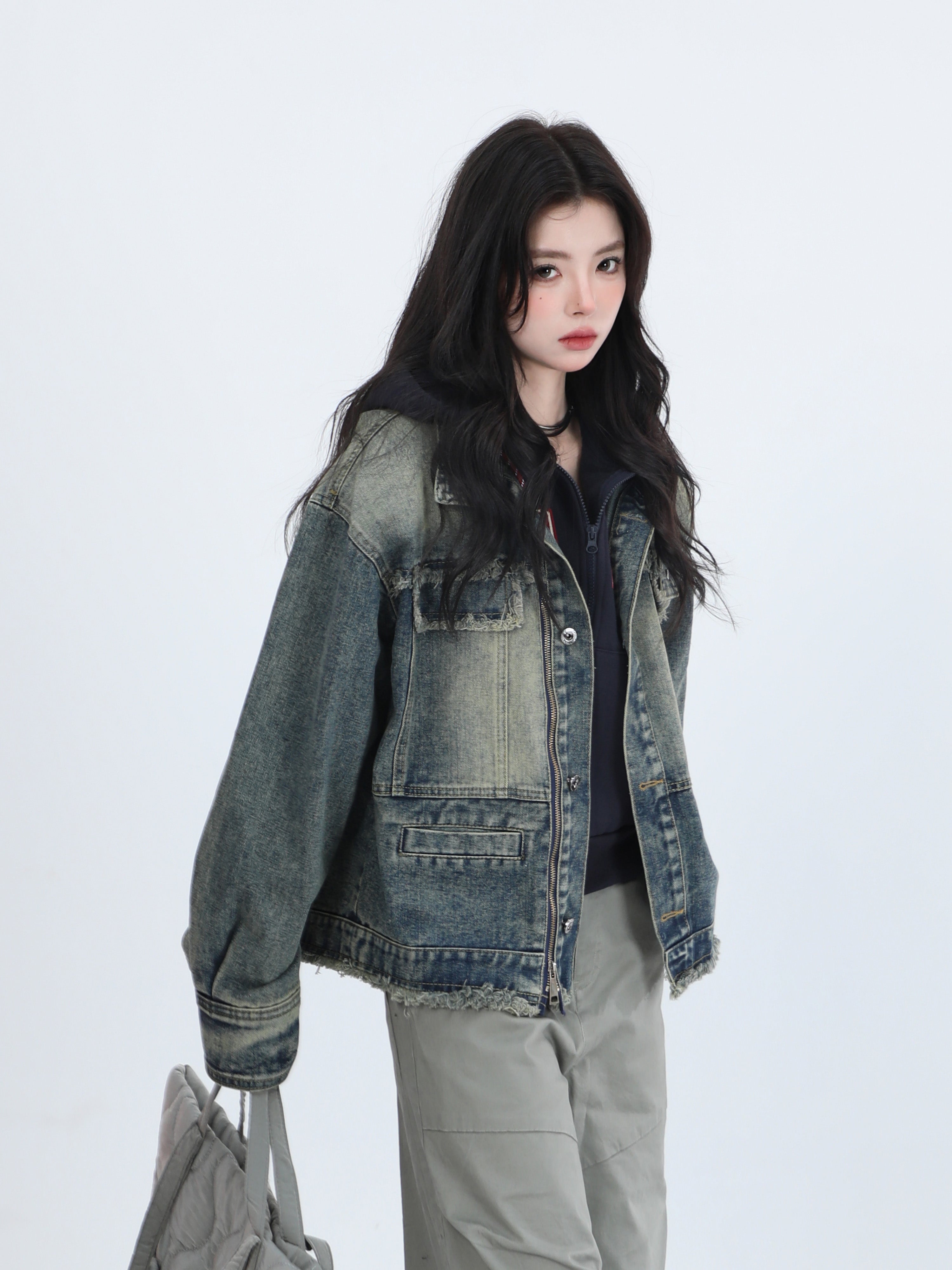 Collar denim jacket RI26