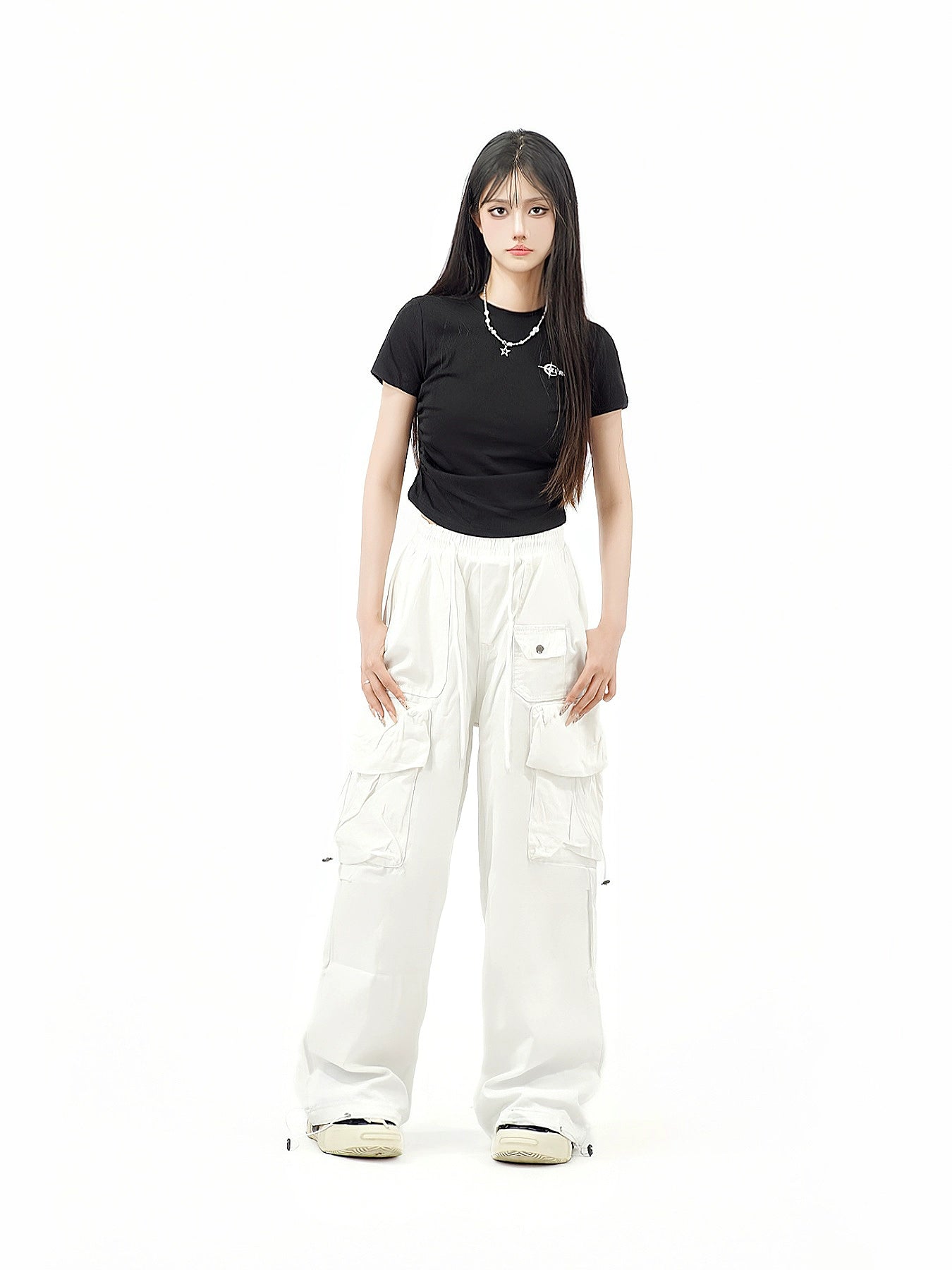 Design sequined cargo pants RI07